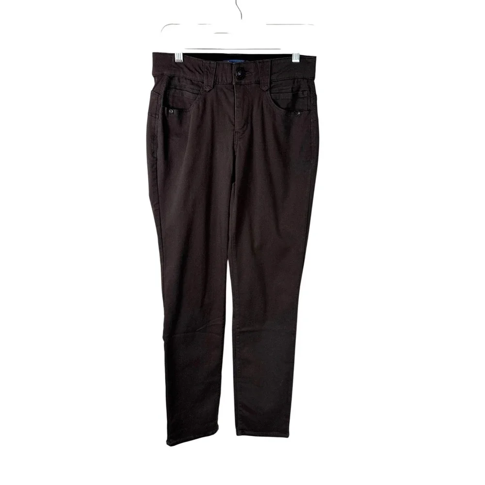 Democracy AbSolution Women's 2 Straight Leg 5 Pocket Jeans Brown‎ EUC Stretch